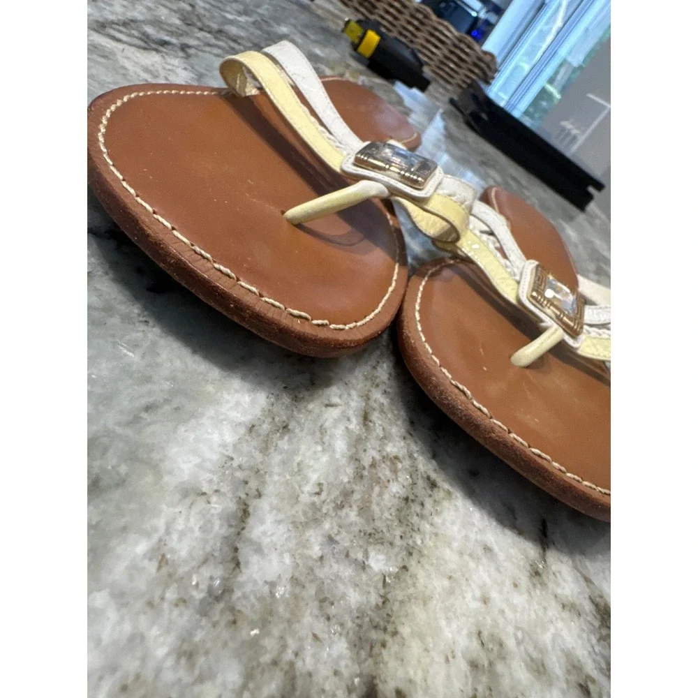 Brighton Octave leather jeweled thong sandals in white and ivory Size‎ 8.5